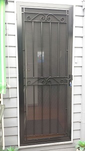 Aluminium security door with steel grille